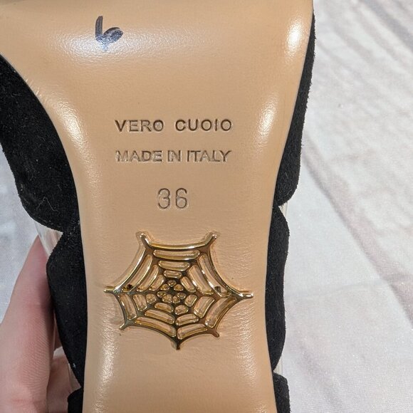 Charlotte Olympia Black Suede & PVC Dolly Heels Size 36 - Picture 10 of 12